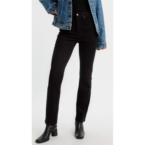 Levi's 724 High Rise Straight Leg Black Jeans‎ Classic Denim Size 28 - Picture 1 of 8